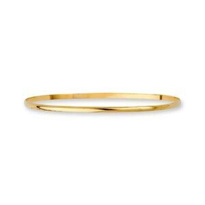 14K Gold 2mm Solid Bangle | Classic Yellow Gold Bracelet By Tehrani Jewelry